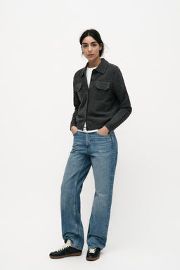 PLAIN KNIT POLO COLLAR JACKET