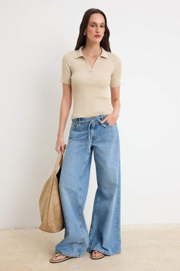 Tas More Sustainable Basic Polo Yaka Bluz TWOSS26BZ00505 - Trendyolmilla фото 6