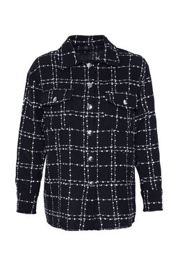 TRENDYOLMILLA Siyah Ekose Cep Detayl? Tuvit Dokuma Ceket Gomlek TWOAW21GO0087 фото 9