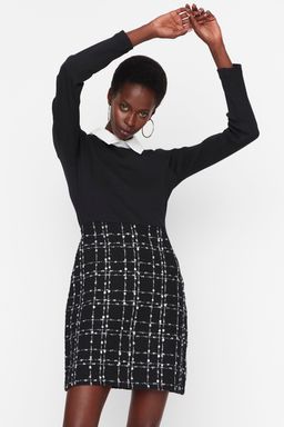 Siyah Tuvit Dokuma Elbise TWOAW21EL0454