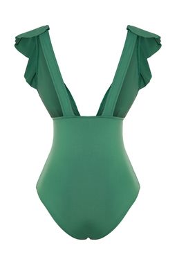 Yesil Derin Dekolteli Volanl? Normal Paca Mayo TBESS23MA00279