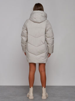 Зимняя женская куртка модная с капюшоном светло-серого цвета 52310SS - Holdluck фото 5