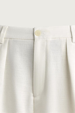 PANTAL?N RELAXED FIT ESTRUCTURA PLIEGUES / Blanco - Zara фото 8