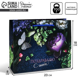 Цена за 2 шт. Пакет подарочный ламинированный, упаковка, «Аромат цветов», MS 23 х 18 х 8 см