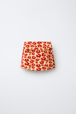 FALDA BERMUDA ESTAMPADA HIBISCUS / CRUDO