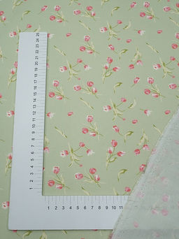 Штапель Премиум (Digital) Весеннее чувство цв.фисташковый, ш.1.45м, вискоза-100%, 120гр/м.кв - Купава фото 8