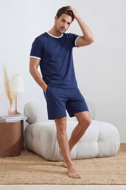 Indigo Regular Fit Yaka Ve Kol Kontrast Detayl? Pamuklu Pijama Tak?m? TMNSS26PT00016