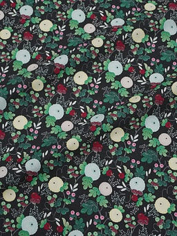 Плательная вискоза Digital Цветочные фонарики цв.черный, ш.1.5м, вискоза-100%, 175гр/м.кв - Купава фото 8