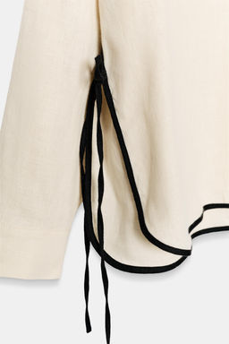 CAMISA VIVOS 100% LINO ZW COLLECTION / Beige - Zara фото 7
