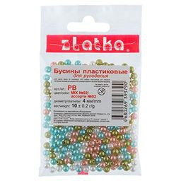 Бусина Zlatka MIX пластик PB 4 мм 10 х 10 г  0.2 г №02 ассорти