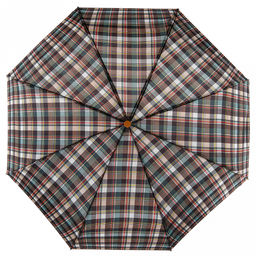 Зонт механический Шотландка плащевка, 8 лучей, д/купола 94см, 3 сложения, 24см в сложенном виде, пластмассовая ручка, коричневые тона, 210гр (Китай) - Домашняя мода фото 3