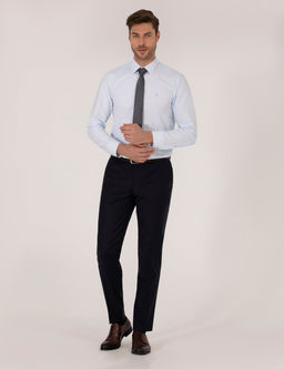 A__k Mavi Slim Fit Uzun Kollu Klasik G_mlek
