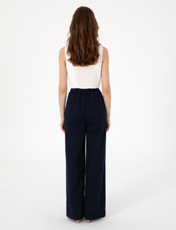 Lacivert Loose Fit Kanvas Pantolon