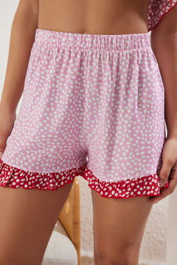 Trendyolmilla Sar?-Cok Renkli Puantiyeli F?rf?rl? Ip Ask?l? Viskon Sortlu Dokuma Pijama Tak?m? THMSS24PT00124  фото 4