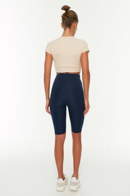 TRENDYOLMILLA Lacivert Toparlay?c? Yuksek Bel Cep Detayl? Orme Spor Biker/Bisikletci/K?sa Tayt TWOAW21TA0064 фото 5