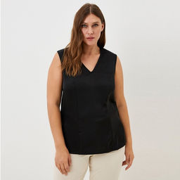 Майка шелковая женская MIST plus-size, размер 58, чёрная