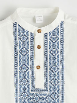 Hakim Yaka Erkek ?ocuk Nak??l? Poplin G?mlek