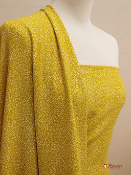 Штапель Мелкая цветочная рябь на желтой горчице, ш.1.44м, вискоза-100%, 90гр/м.кв - Купава фото 7