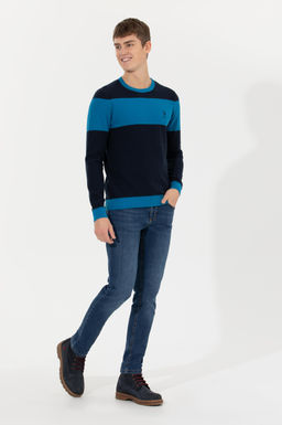 U. S. Polo Assn Мужской темно-синий трикотажный свитер с круглым вырезом - U.s. polo assn фото 4