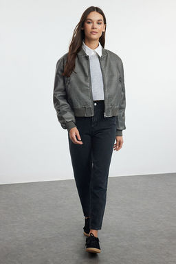 Siyah Yuksek Bel Mom Jeans TWOAW25JE00072 - Trendyolmilla фото 3