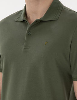 Haki Regular Fit %100 Pamuk Polo Yaka Basic Ti__rt