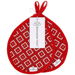 Диагональ брусничный Кухонный комплект: прихватка 20х18см Капелька - 2шт, хлопок Премиум 191г/м2 - хлопок 100%, наполнитель - ватин 280гр/м2, Домашняя мода (Россия)