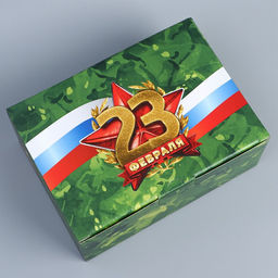 Цена за 2 шт. Коробка подарочная сборная, упаковка, «23 февраля», 26×19×10 см