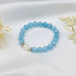 Браслет для Рака из Аквамарина и Жемчуга - Радуга самоцветов фото 2