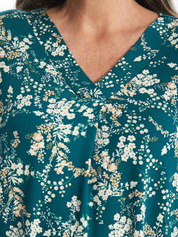 V Yaka ?i?ekli Kad?n Bluz