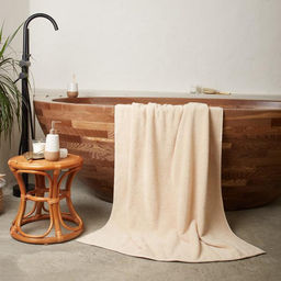 Полотенце махровое Этель Organic Beige 100х150 см, 100% хлопок, 420гр/м2  фото 6