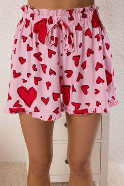 Trendyolmilla Pembe Kalpli F?rf?r Detayl? Viskon Sortlu Dokuma Pijama Tak?m? THMSS25PT00425 фото 3