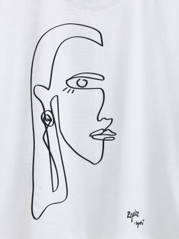 CONTE Свободная футболка из хлопка с рисунком Born in love LD 2675 white-profile
