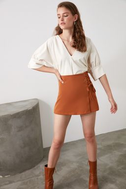 TRENDYOLMILLA Pembe Baglama ve Kusgozu Detayl? Dokuma Sort Etek TWOAW21SR0038  фото 87