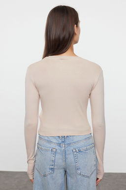 Tas Premium Viskon Bisiklet Yaka Crop Esnek Orme Bluz TWOAW24BZ00116