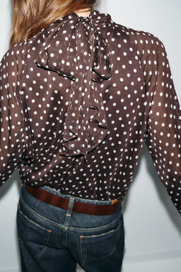 POLKA DOT BLOUSE WITH BOW - Zara фото 16
