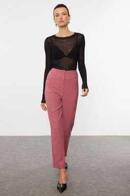 TRENDYOLMILLA Siyah Cigarette Dar Paca Bel Dikis Detayl? Dokuma Kumas Pantolon TWOSS20PL0388