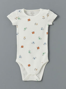 Bisiklet Yaka Bask?l? Erkek Bebek ??t??tl? Bodysuit 2li