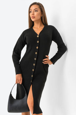 Женское вязаное платье в рубчик оверсайз Happyfox