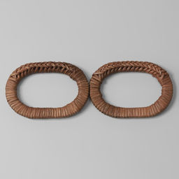 Цена за 3 шт. Ручки для сумок деревянные, плетёные, d=9.8×5.9 / 13.5×9.5 см, 2 шт., коричневые