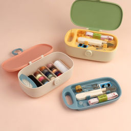 Швейный набор Premium, 43 предмета, в двухъярусном боксе, 15.5×6 см, МИКС