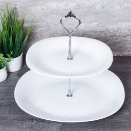 Фруктовница 2-х ярусная белая квадратная, арт. Sq-2/LFP85/110BG White 716606