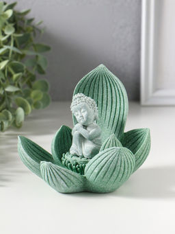 Сувенир полистоун "Лотос и Будда" зелёный 12,5х12,5х11 см