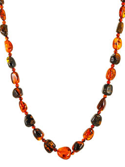 Яркие бусы из янтаря разных оттенков