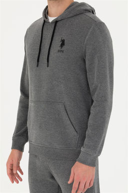 U. S. Polo Assn Мужская базовая толстовка с капюшоном антрацитового меланжевого цвета - U.s. polo assn фото 6