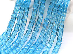 Бусины из циркона кубик гр.6*6мм цв.голубой, 40см, 72 бусины Радуга камня