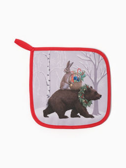 Кухонный набор «Этель. Лесные звери»: варежка-прихватка 20×28 см, прихватка 19×19 см