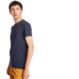 Футболка Timberland T-Shirt Dunstan River Jersey Crew Neck Slim темно-синяя  фото 3