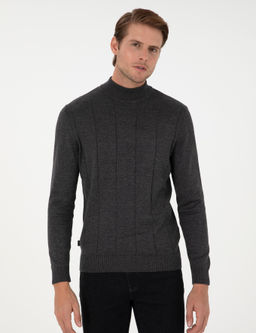 Antrasit Melanj Slim Fit Yar_m Bal_k__ Yaka Triko Kazak - Pierre cardin фото 3
