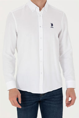 U. S. Polo Assn / Мужская белая базовая рубашка с длинным рукавом - U.s. polo assn фото 13