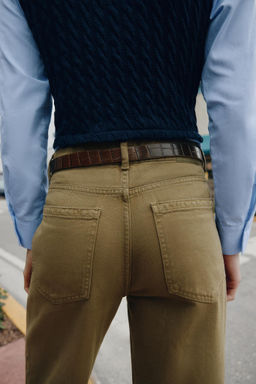 JEANS Z1975 WIDE LEG CINTUR?N / Khaki - Zara фото 5